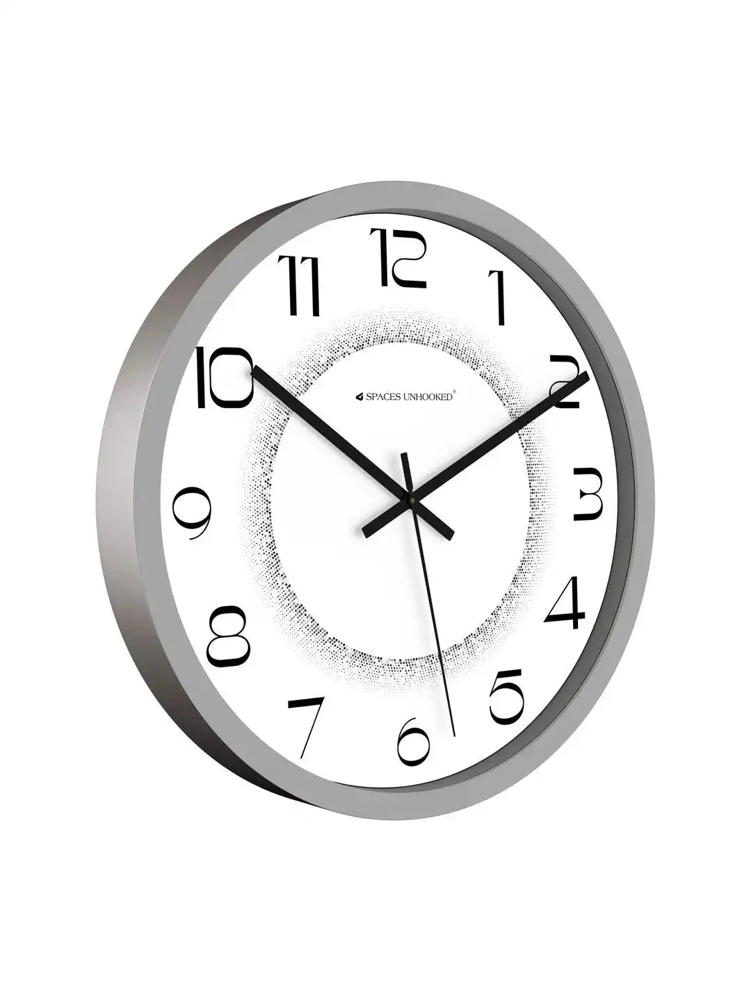 Side View of Premium Plastic Wall Clock – Slim Silver Grey Silent Wall Clock