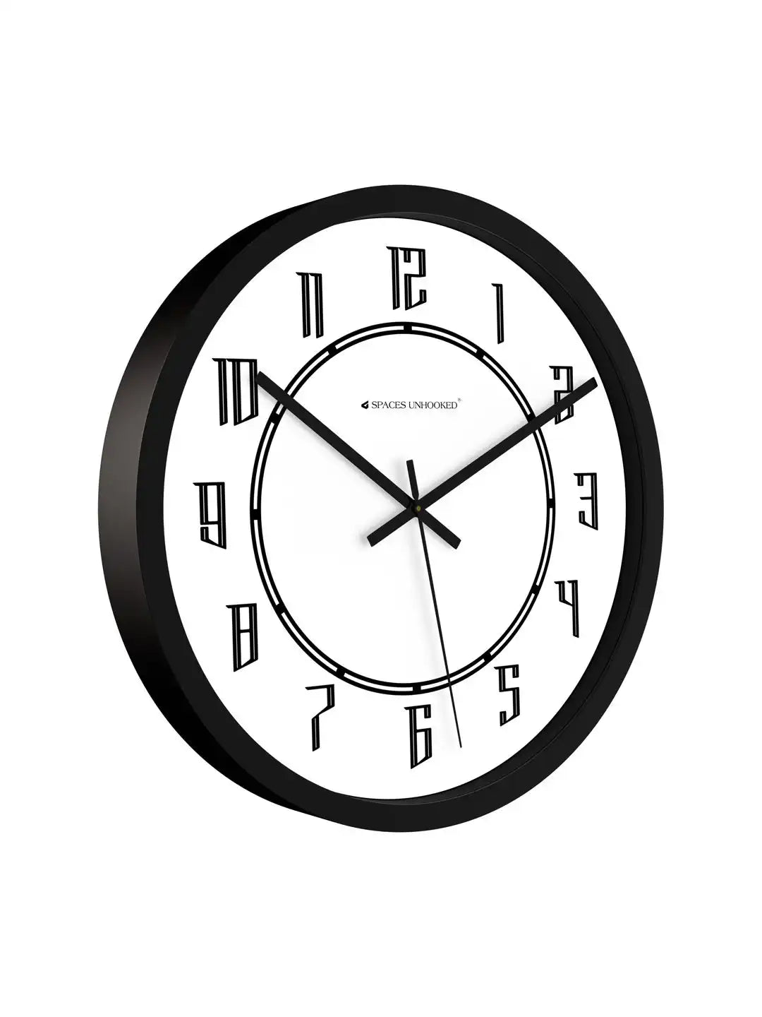 Side View of Premium Plastic Wall Clock – Slim Black Silent Bold Numeral Wall Clock