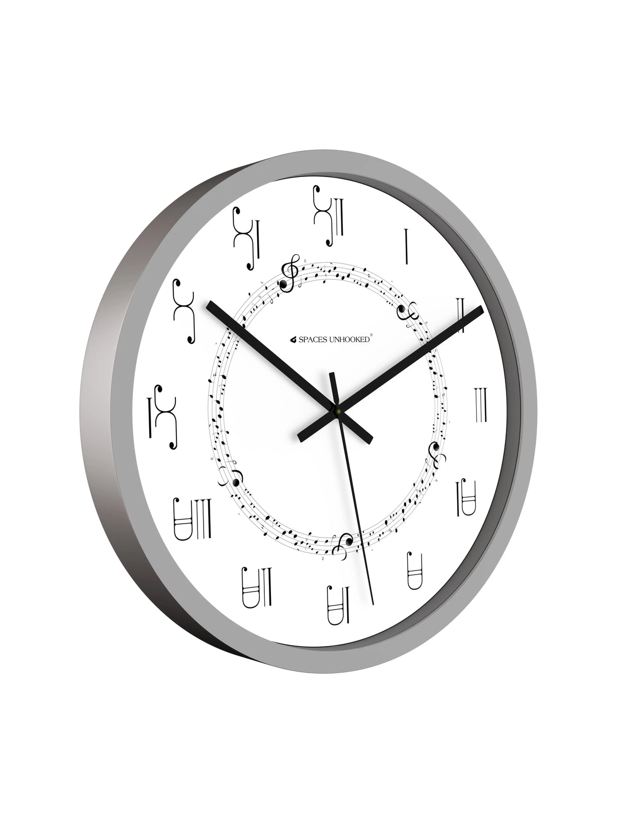 Grey 3D Wall Clock - Premium Plastic Wall Clock with Music Notes