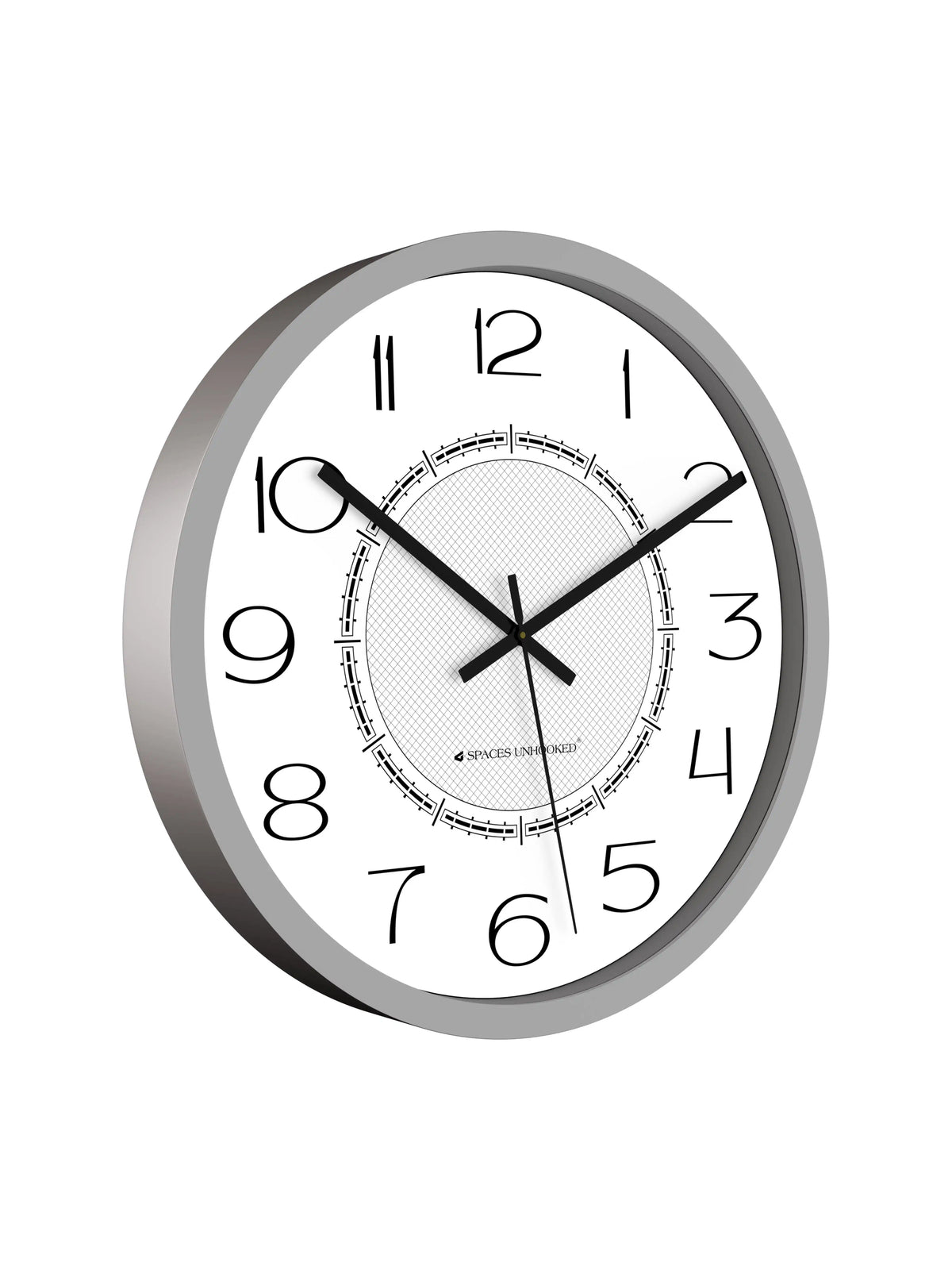 Side White – Side profile of silent wall clock showing slim metal rim
