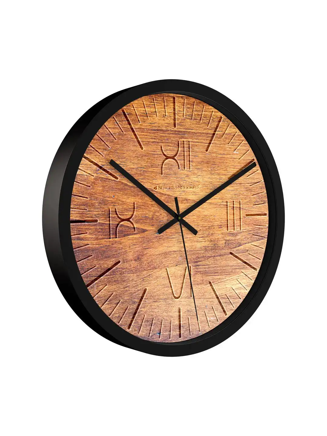 Side White – Side profile of designer wall clock showing black rim depth