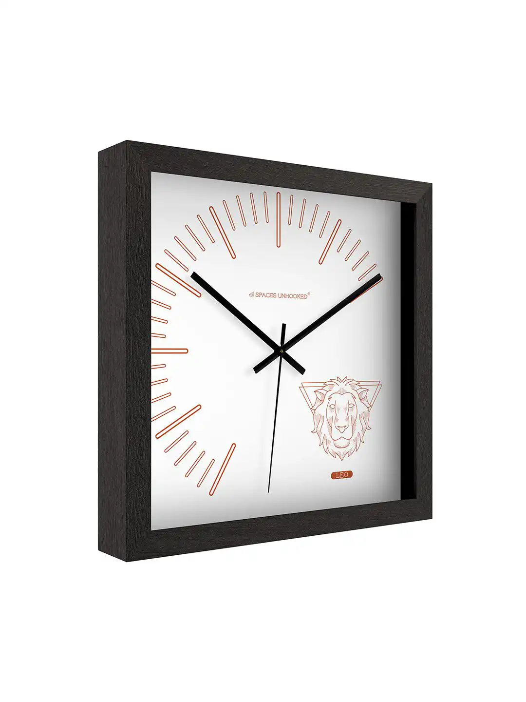 Side Profile of Square Dark Walnut Wall Clock with Deep Box Frame and Copper Minute Markers - Wood Frame Wall Clock