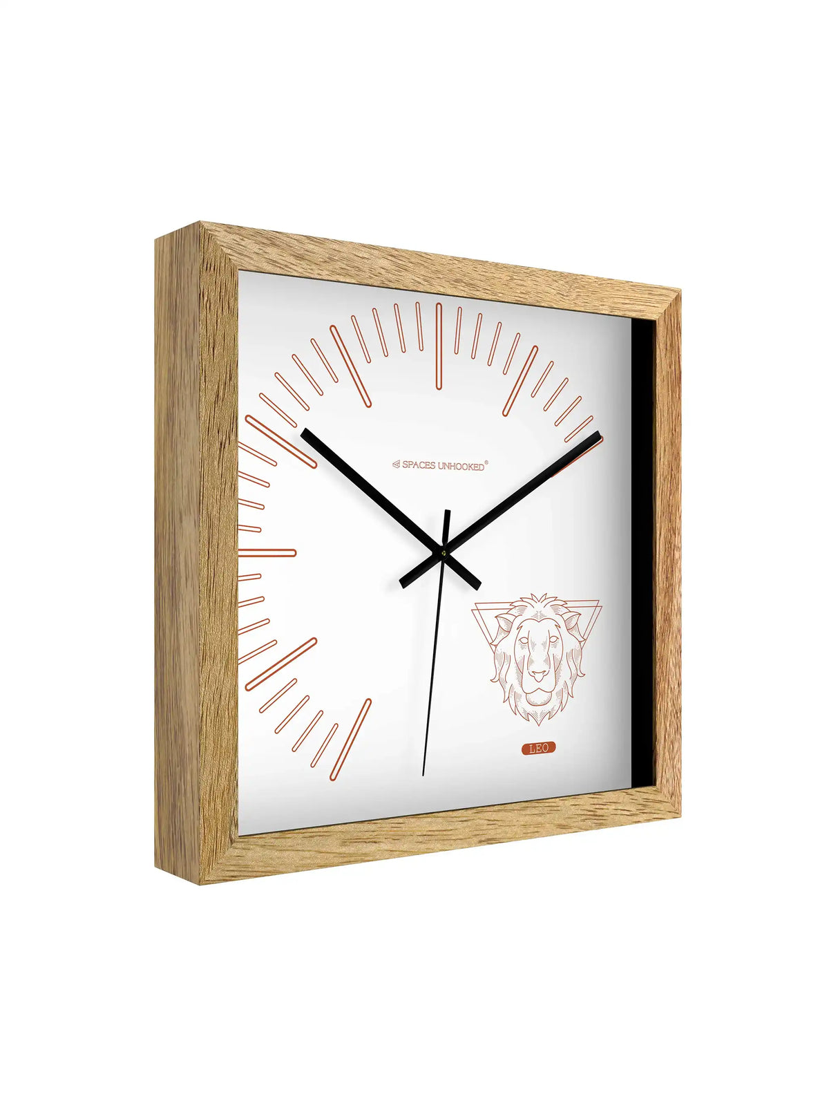 Leo Zodiac Wall Clock Specifications – Hardwood Core Noiseless Quartz Metal Hands | Spaces Unhooked