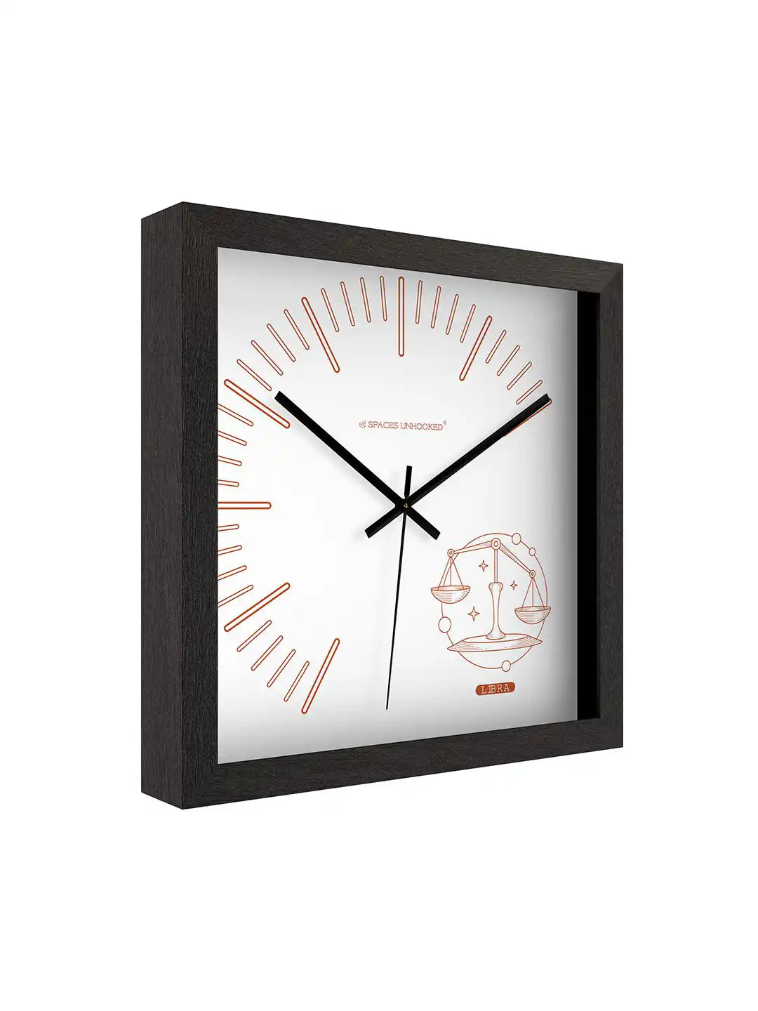 Side Profile of Square Dark Walnut Wall Clock with Deep Box Frame and Copper Minute Markers - Wood Frame Wall Clock