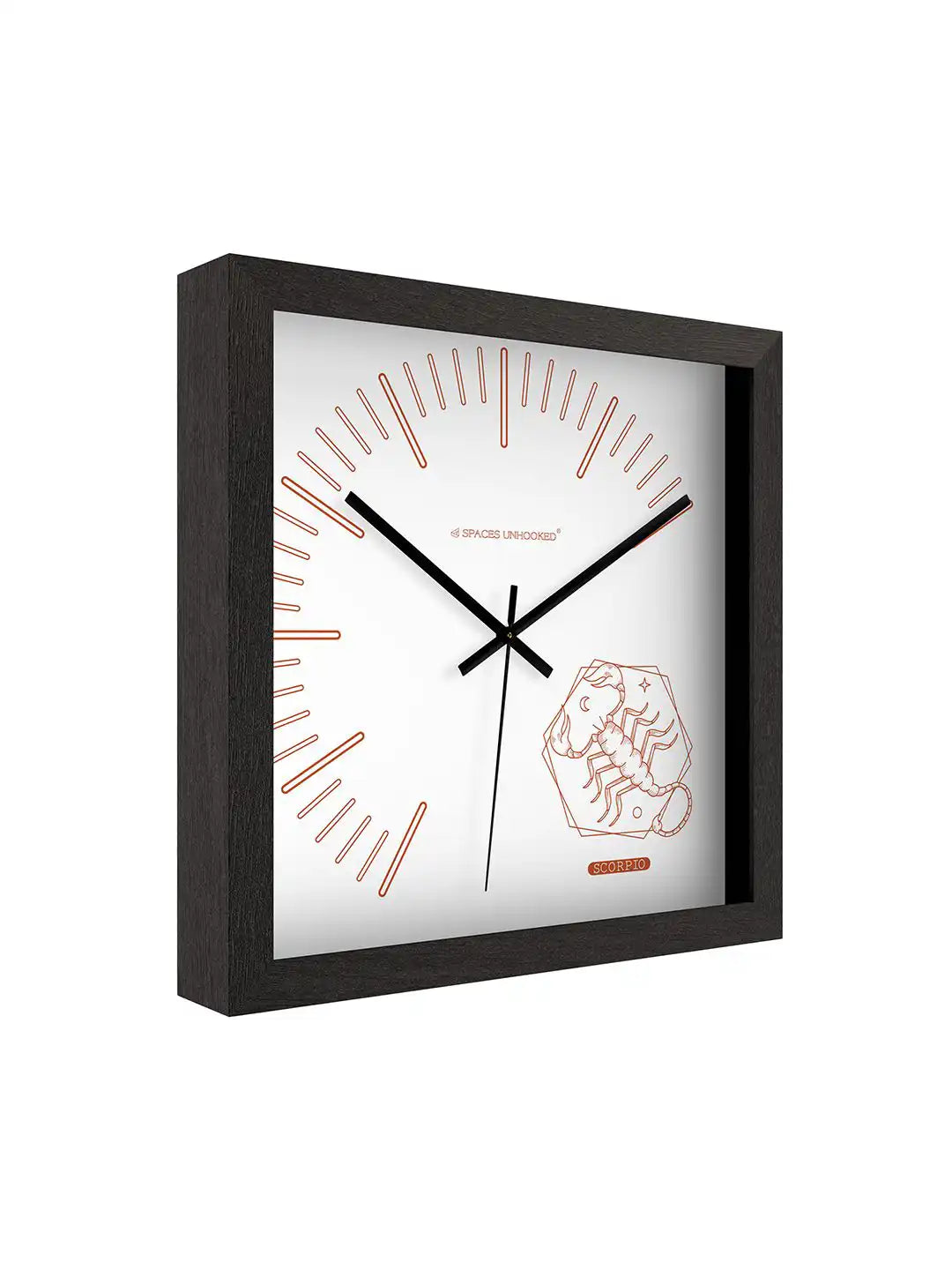 Side Profile of Square Dark Walnut Wall Clock with Deep Box Frame and Copper Minute Markers - Wood Frame Wall Clock