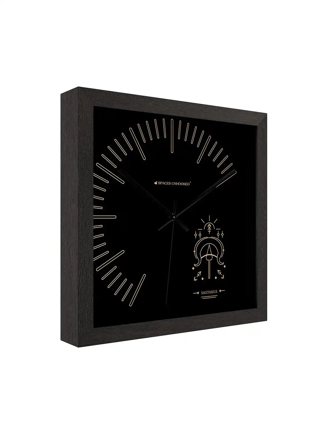 Sagittarius Zodiac Wall Clock Specifications – Hardwood Core Noiseless Quartz Metal Hands | Spaces Unhooked