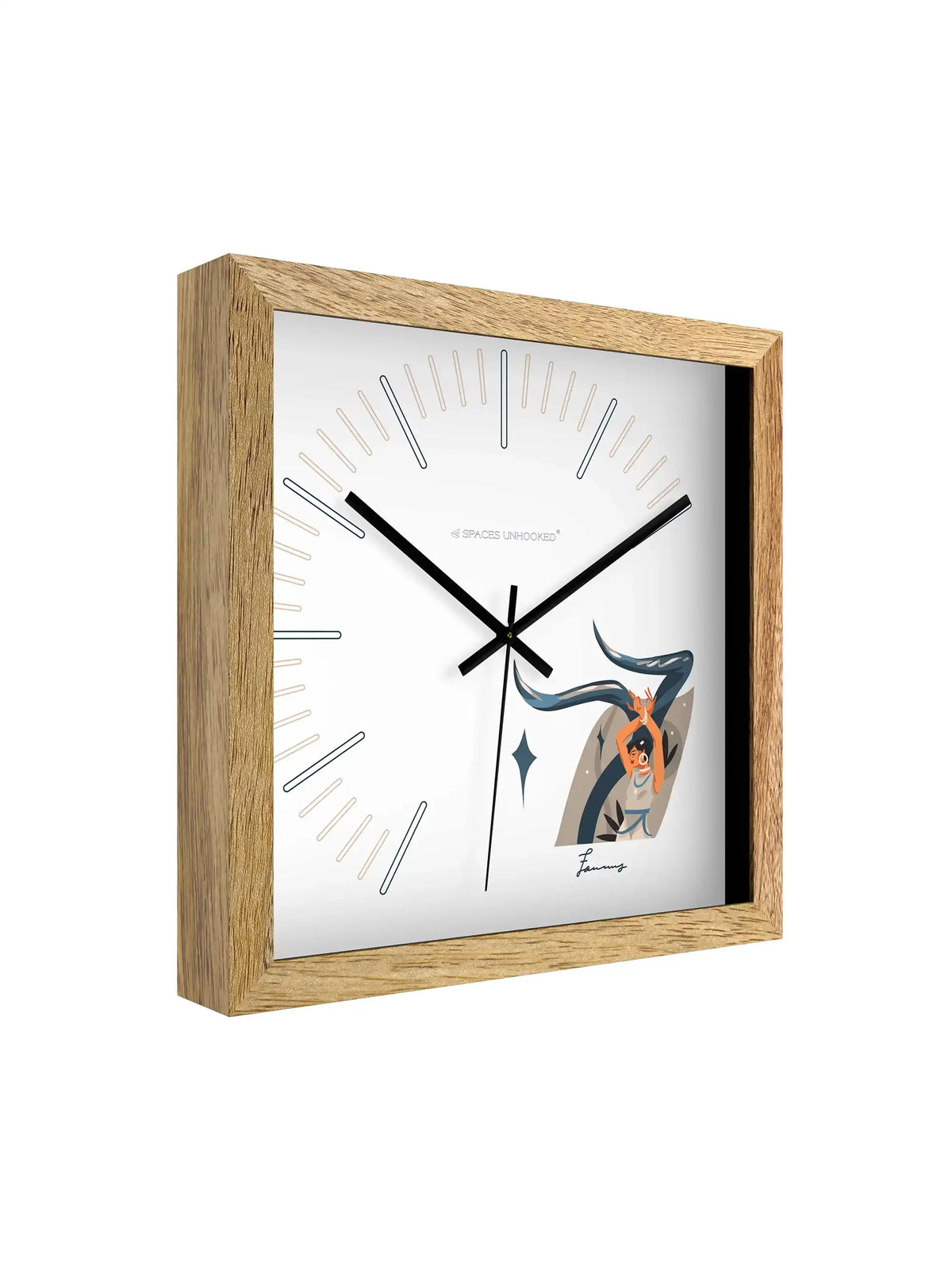 Taurus Zodiac Wall Clock Specifications – Hardwood Core Noiseless Quartz Polished Metal Hands | Spaces Unhooked