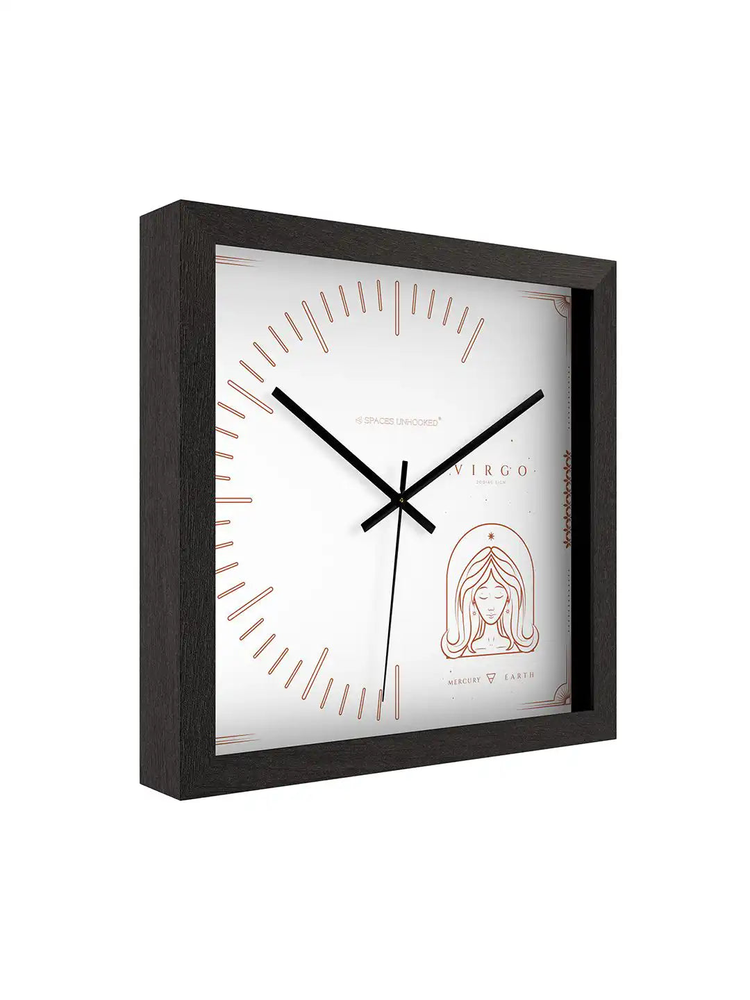 Side White | Side profile of wooden wall clock with deep dark wood frame, timber wall clock design, large wooden clock with minimalist contemporary styling