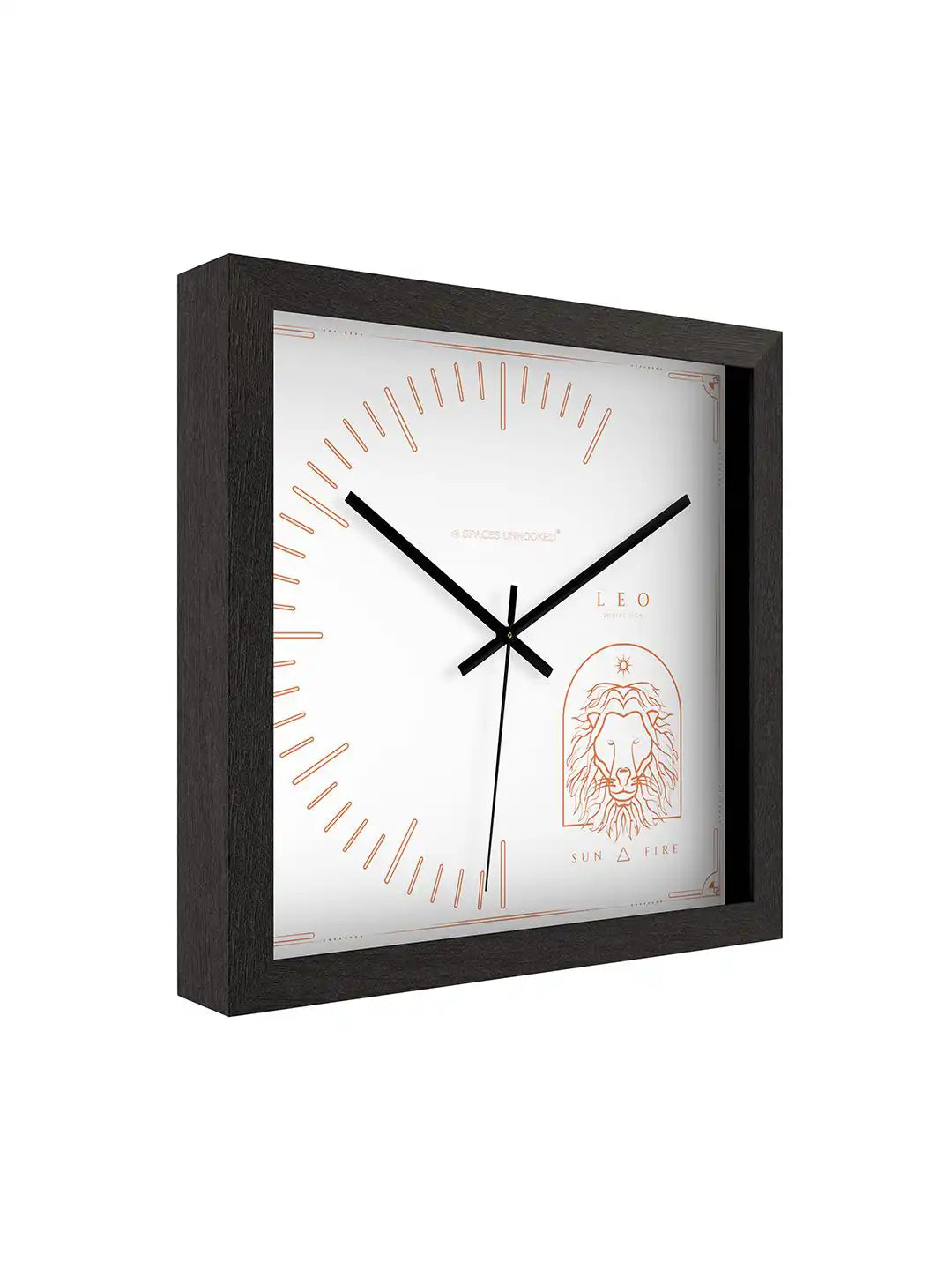 Side profile of Leo wooden wall clock, deep dark wood frame construction, minimalist wall clock with premium finish