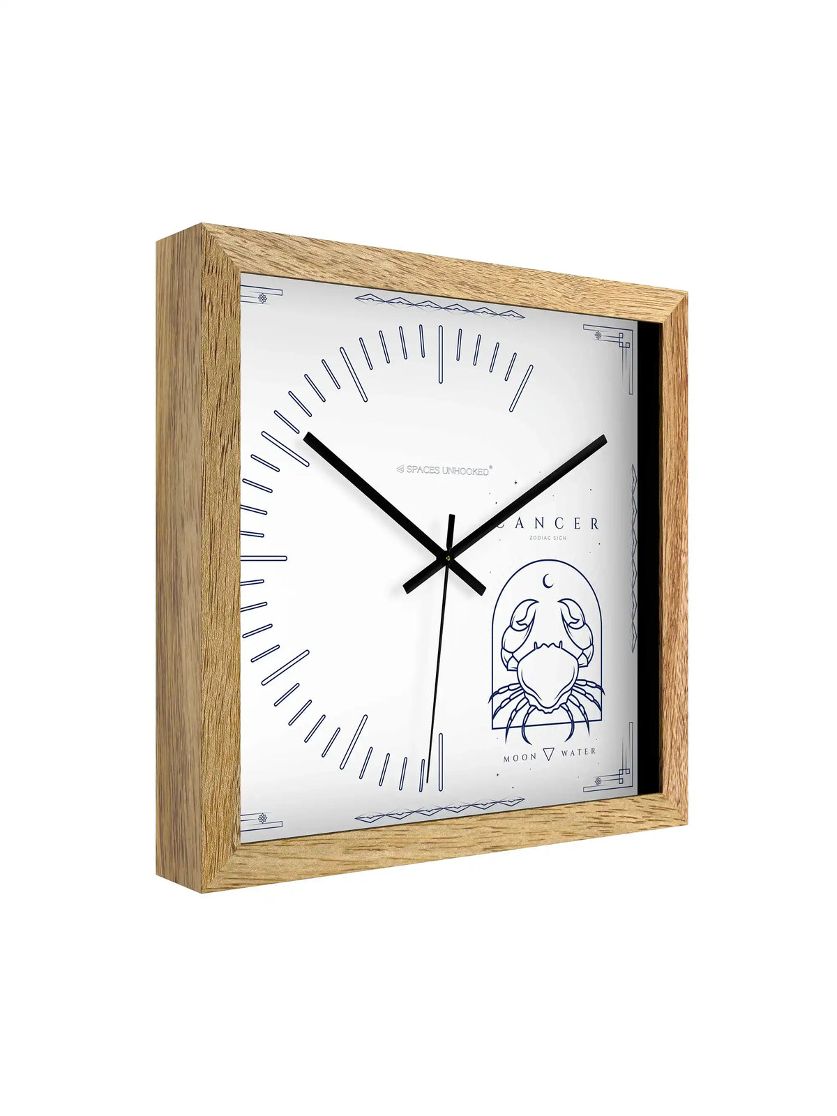 Cancer Zodiac Large Wooden Wall Clock – AI Lifestyle Natural Wood Frame Living Room Decor | Spaces Unhooked