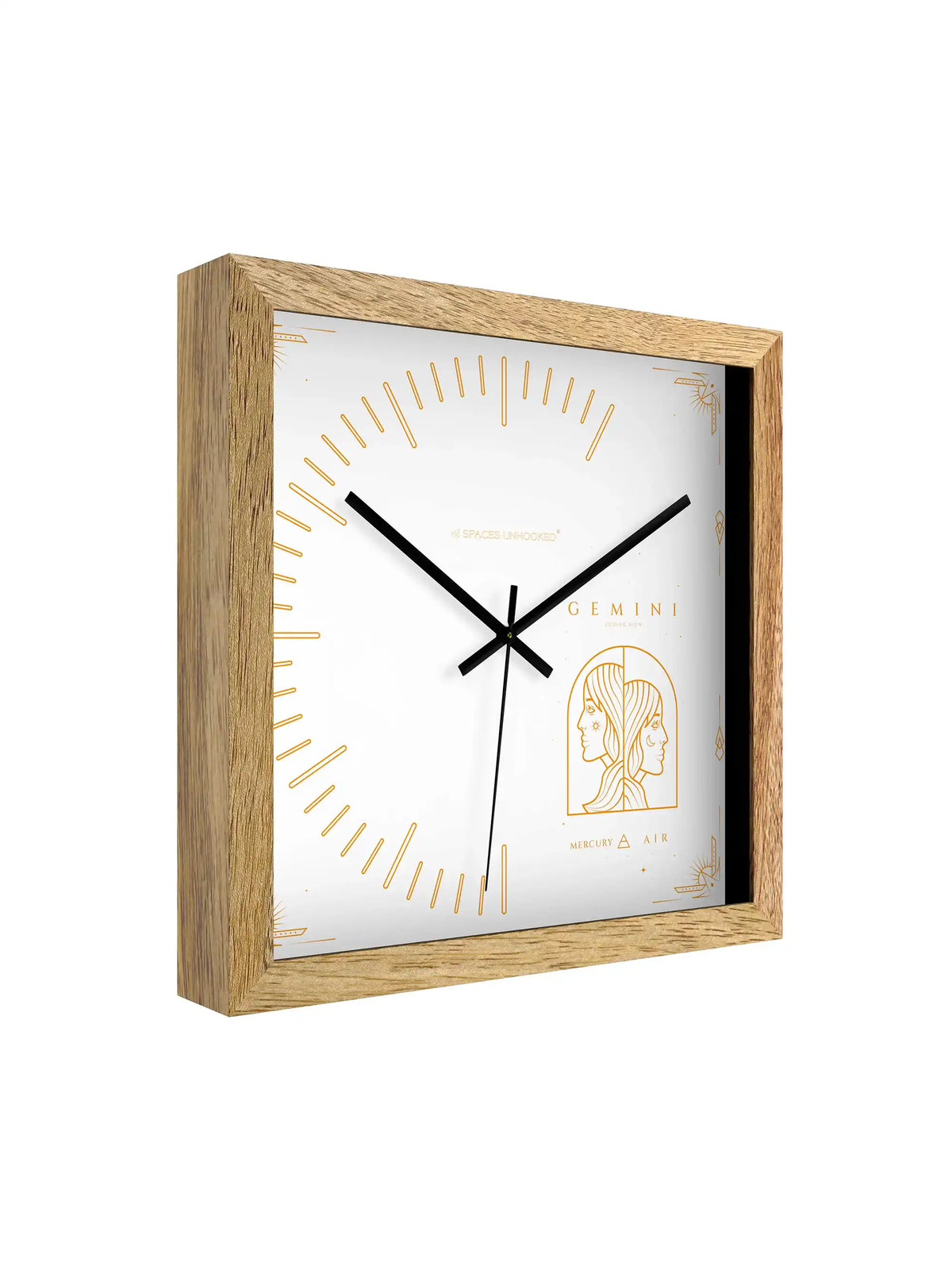 Gemini Zodiac Wall Clock Styled on Living Room Wall with Indoor Plants