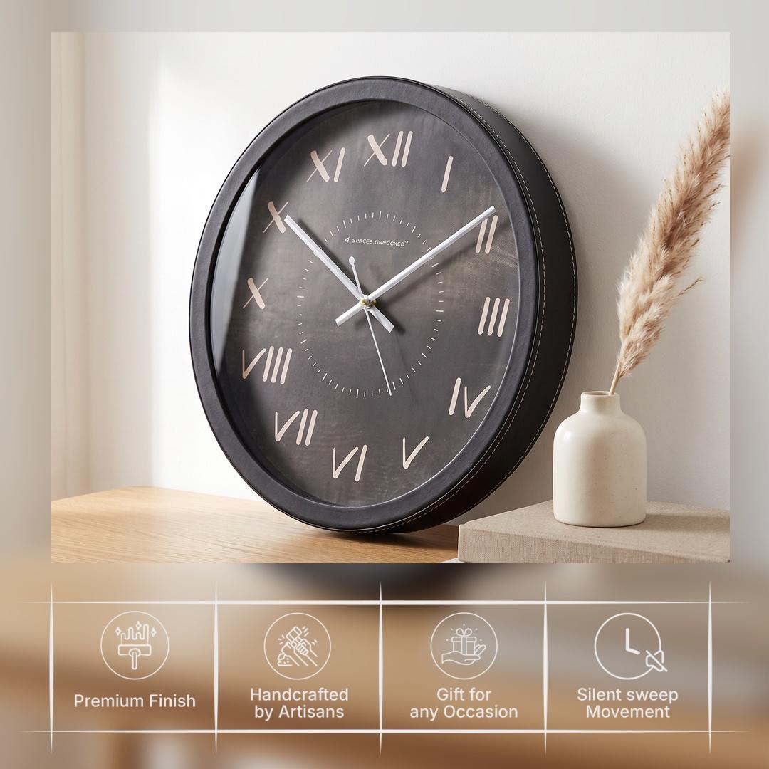 Spaces Unhooked Chalkboard Round Wall Clock, Chalk Roman Numerals
