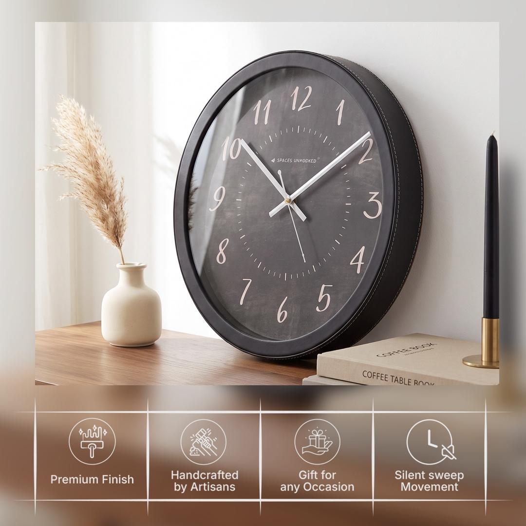 Spaces Unhooked Chalkboard Round Wall Clock, Handwritten Numerals