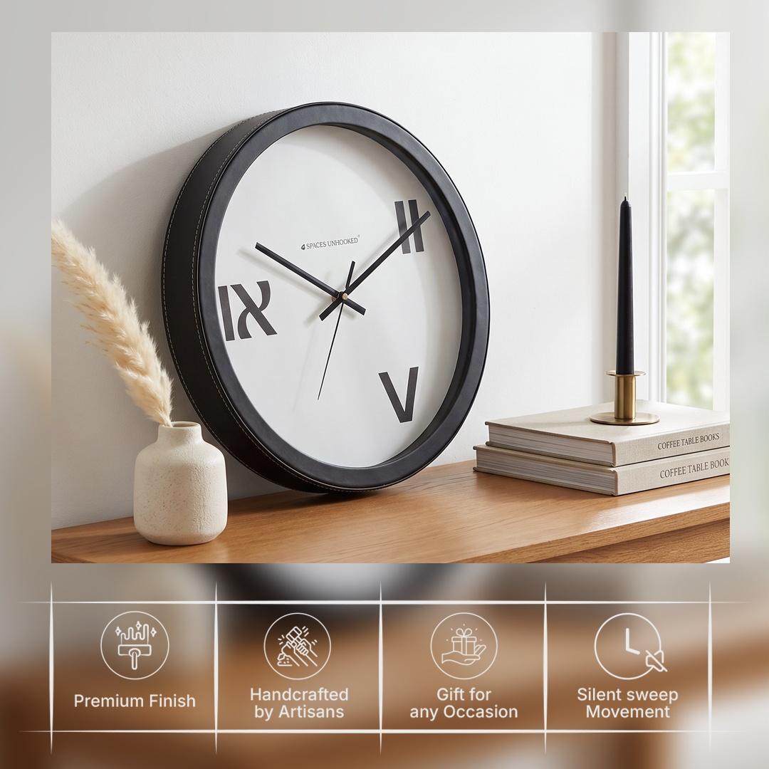 Spaces Unhooked Modern Roman Numeral Round Wall Clock, Three-Numeral