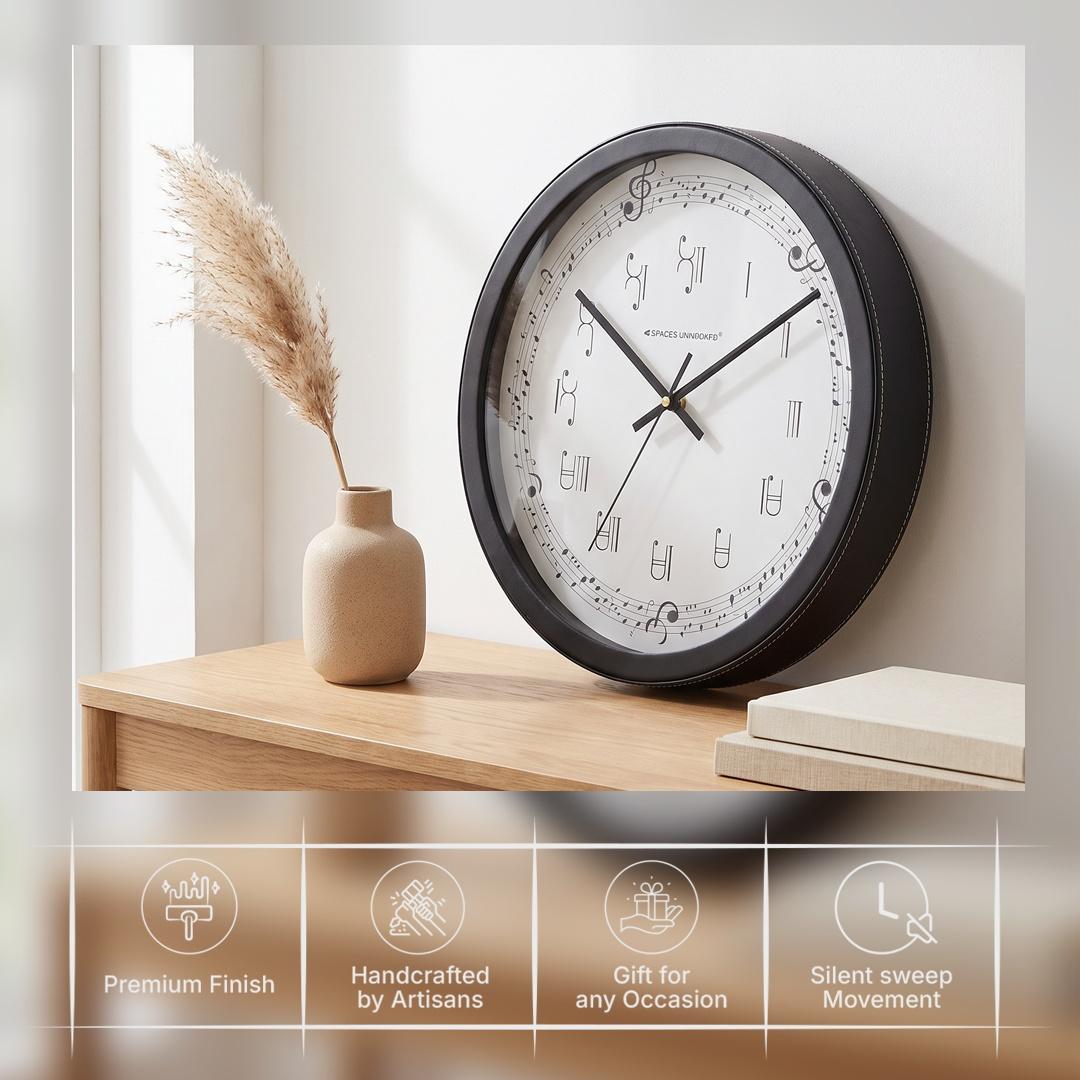 Spaces Unhooked Music Note Round Wall Clock, Treble Clef Dial
