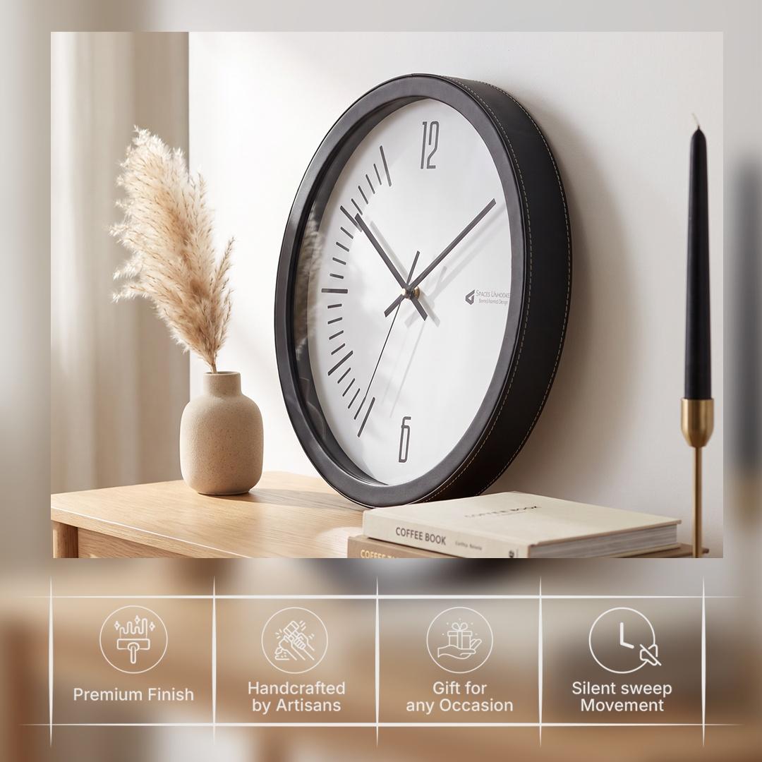 Spaces Unhooked Minimalist Round Wall Clock, Half Arc Markers