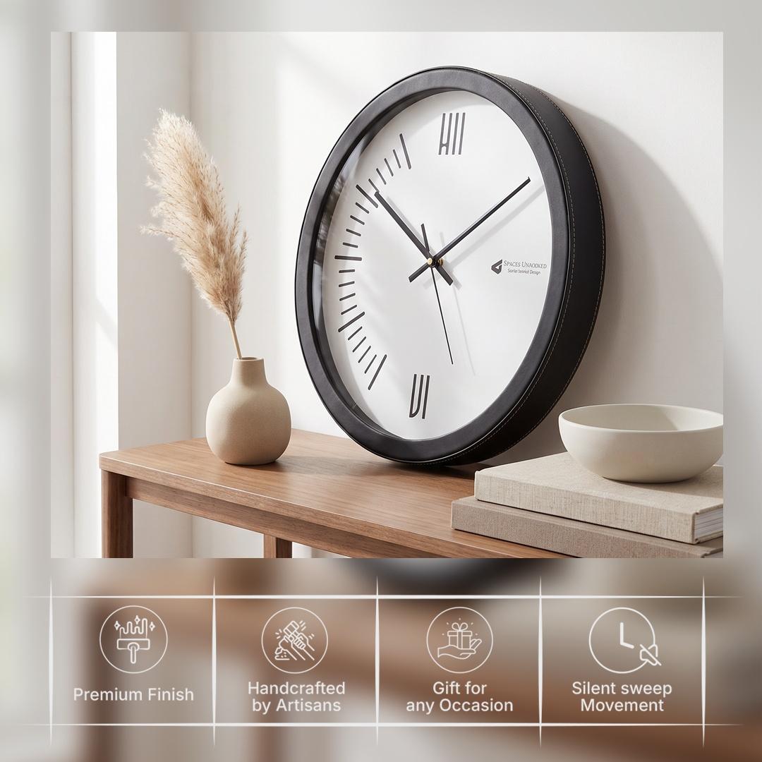Spaces Unhooked Minimalist Roman Numeral Round Wall Clock