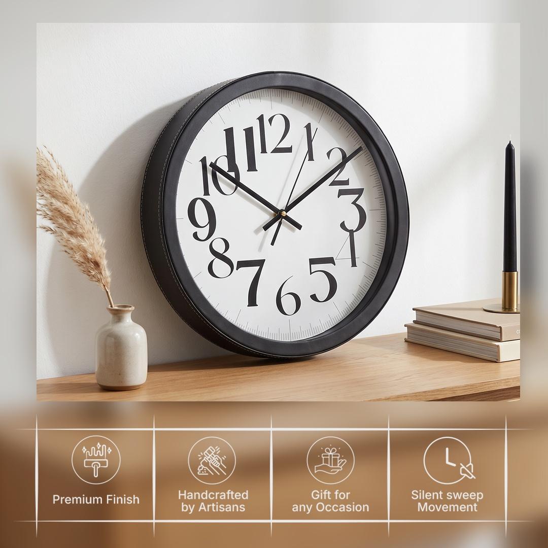 Spaces Unhooked Round Wall Clock, Bold Mixed-Size Numerals