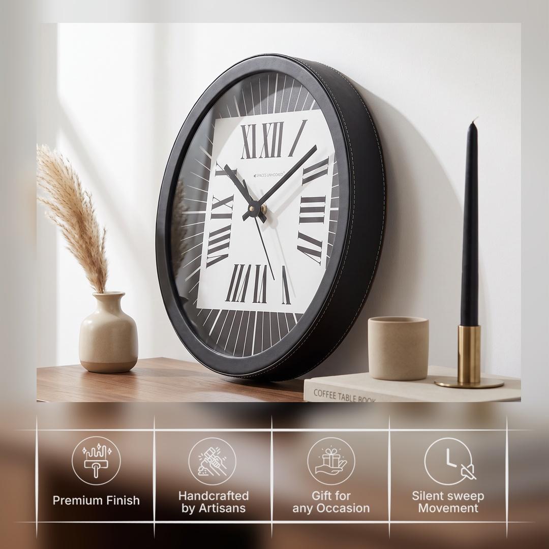 Spaces Unhooked Bold Roman Numeral Round Wall Clock, Black Ring