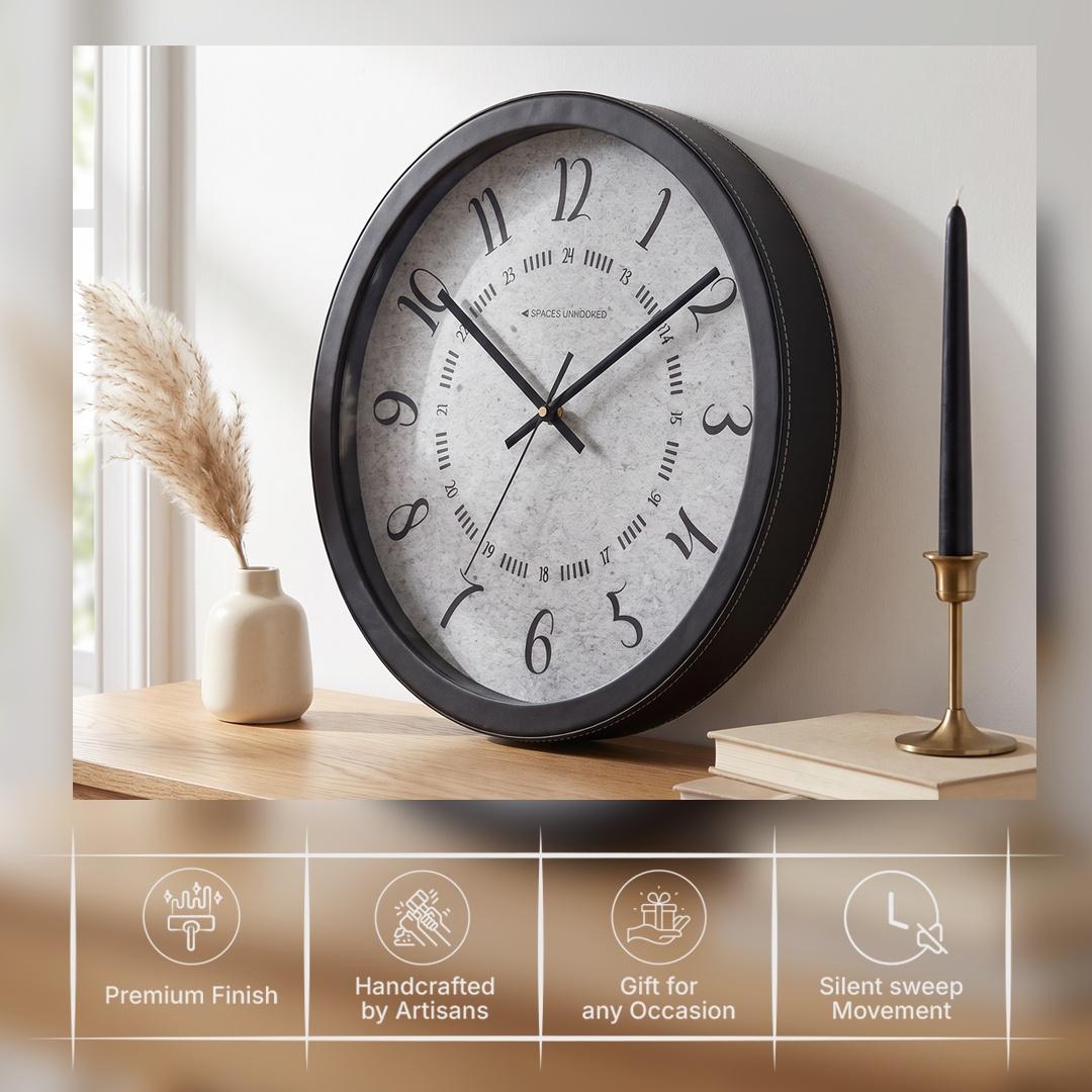 Spaces Unhooked Round Wall Clock with 24 Hour Inner Ring