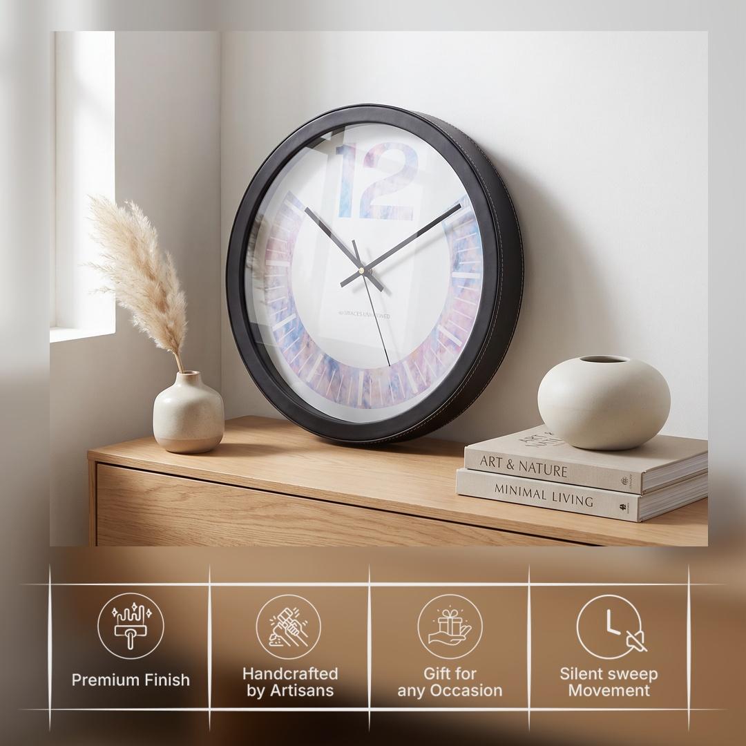 Spaces Unhooked Pastel Marble Round Wall Clock, Big 12 Dial