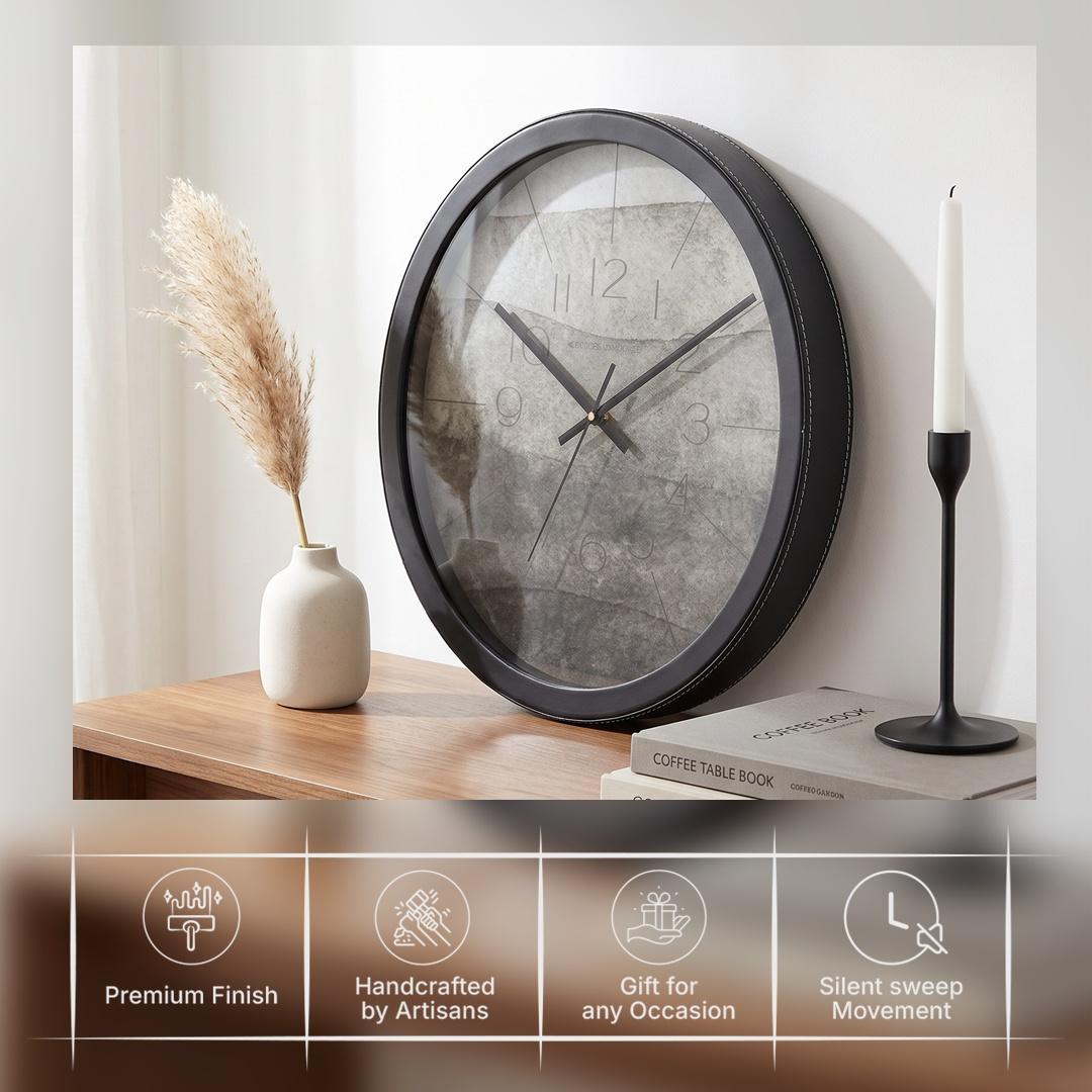 Spaces Unhooked Grey Watercolour Round Wall Clock, Calm Tones