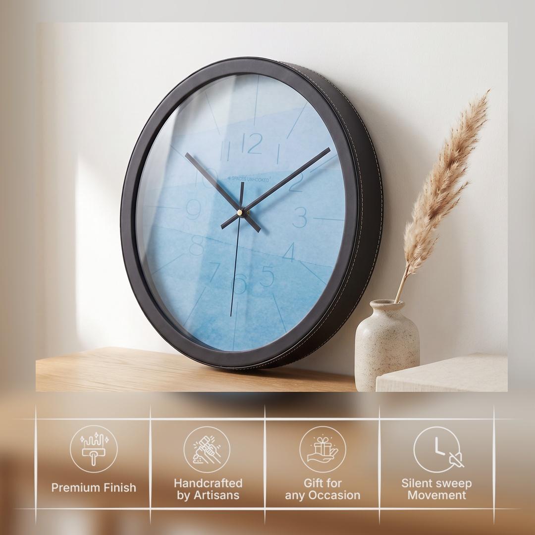 Spaces Unhooked Sky Blue Watercolour Round Wall Clock