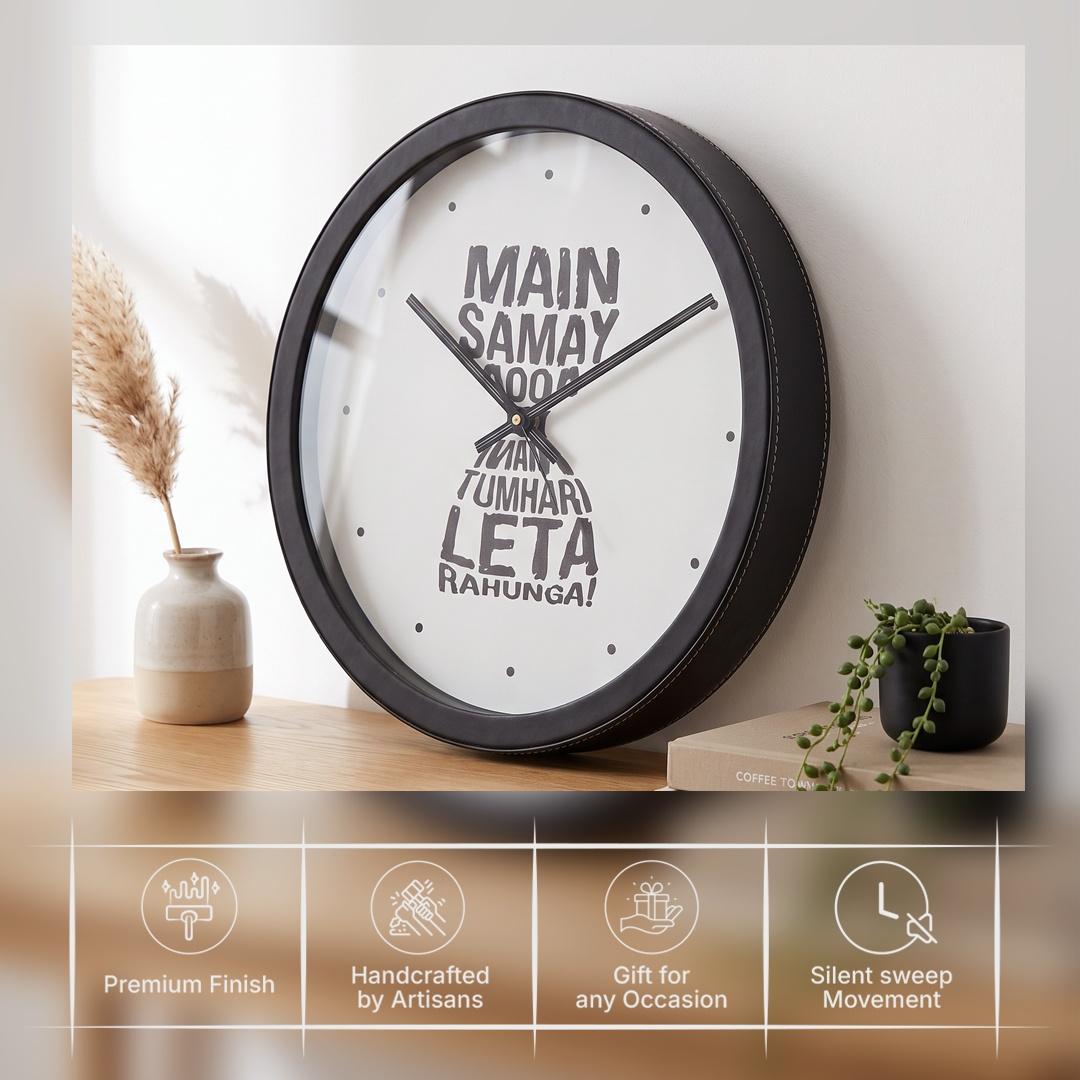 Spaces Unhooked Hinglish Quote Round Wall Clock, Typography