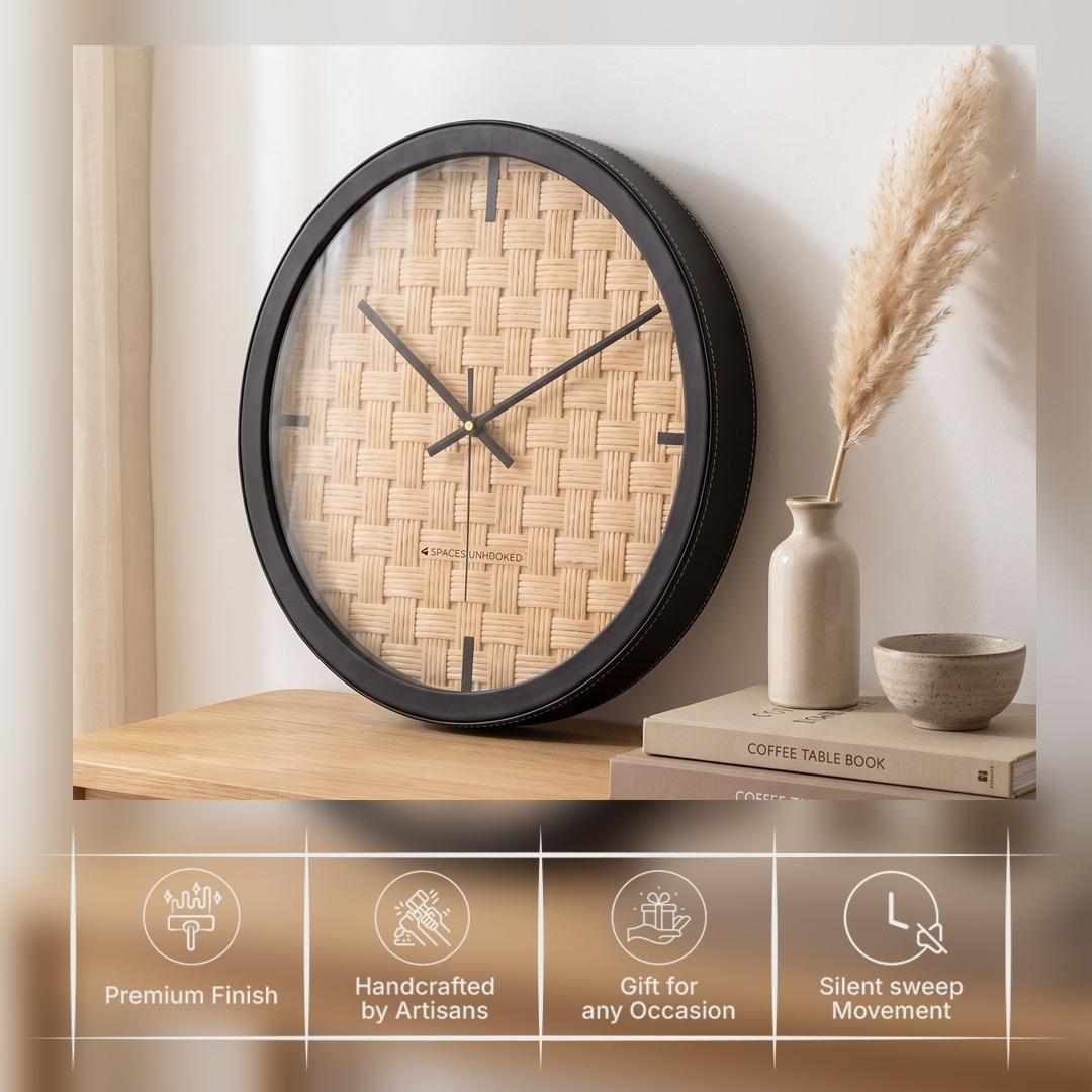 Spaces Unhooked Woven Rope Look Round Wall Clock, Natural