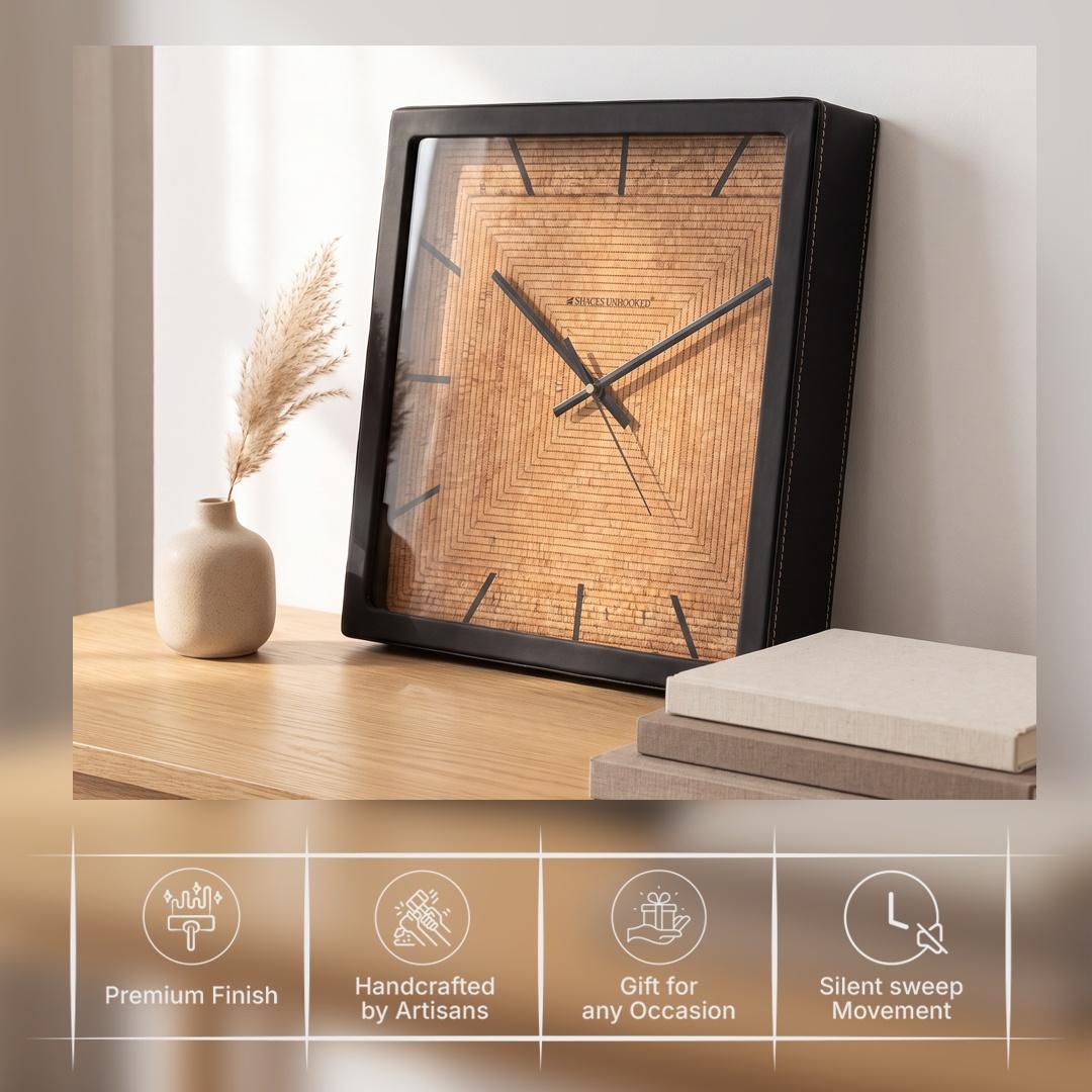 Spaces Unhooked Woven Round Wall Clock, Honey Tone
