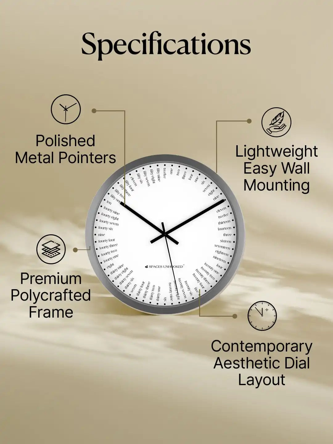 Wall Clock Specifications - Premium Polycrafted Frame Silent Wall Clock