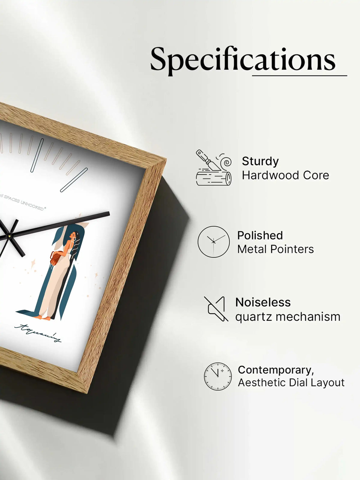 Aquarius Zodiac Wall Clock Features Hardwood Frame Silent Quartz Movement and Polished Metal Hands