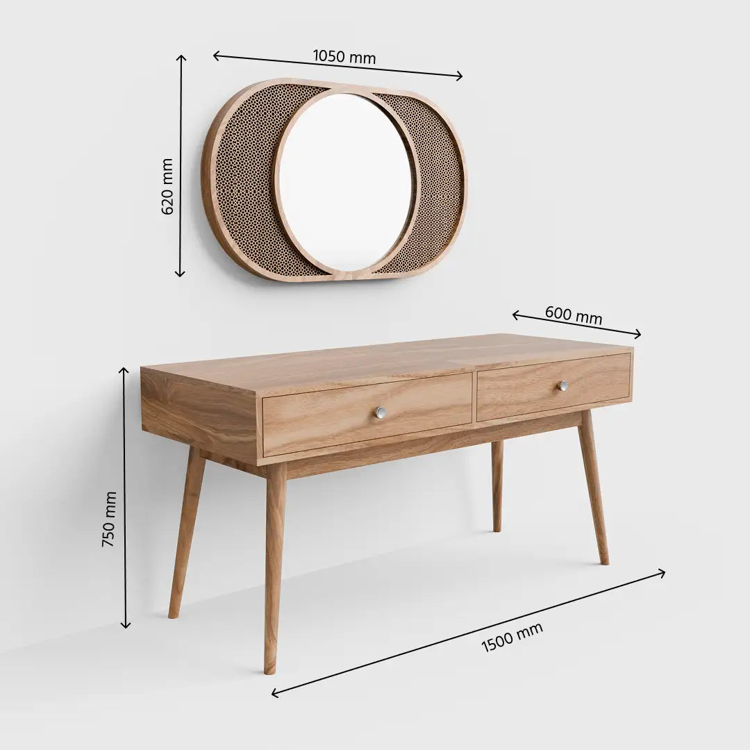 Vintage wooden wall mirror