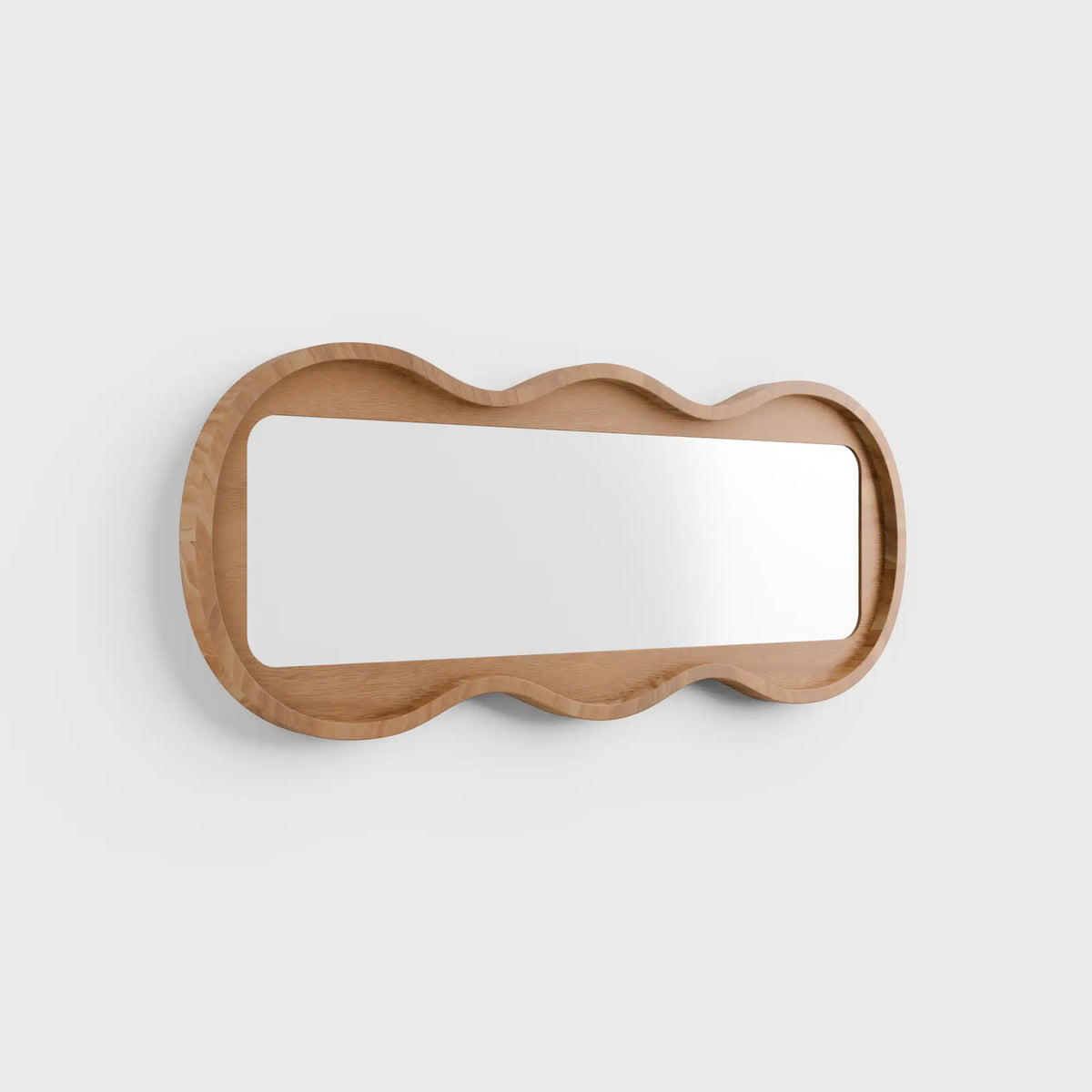 Round wooden wall mirror