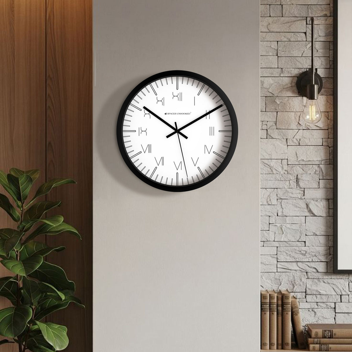 Modern round wall clock white face Roman numerals black hands – silent quartz wall clock for living room bedroom office