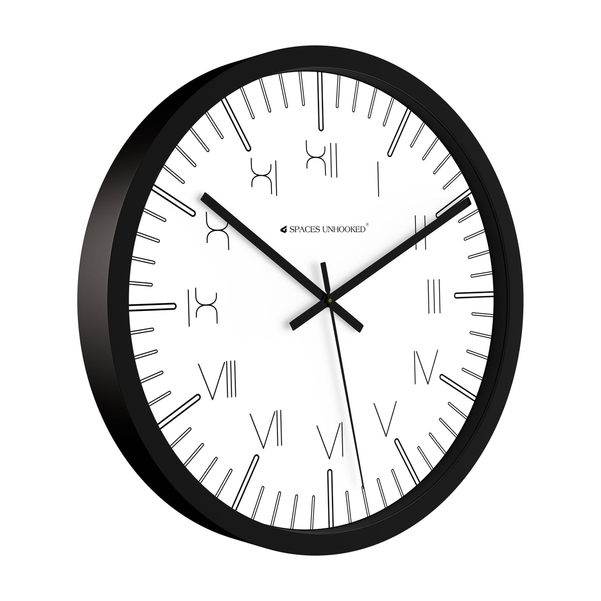 Right side profile round black wall clock matte finish – modern wall clock India Spaces Unhooked