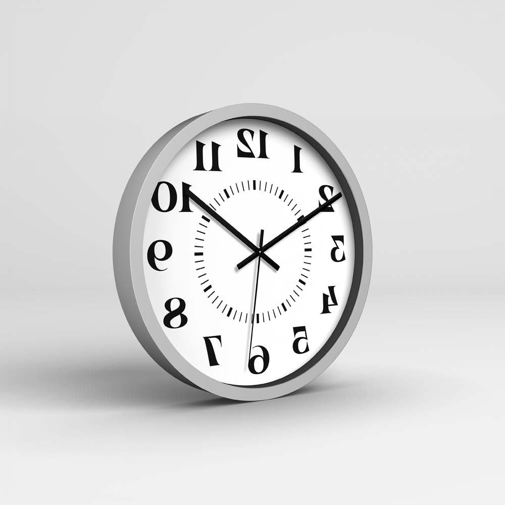 large silver wall clock