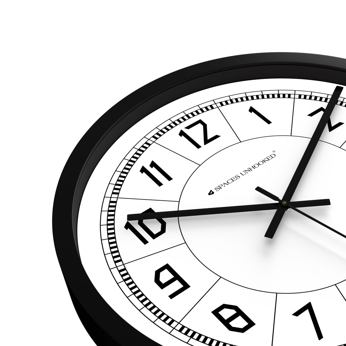 Left side profile thick black frame round wall clock – premium large wall clock bedroom living room India