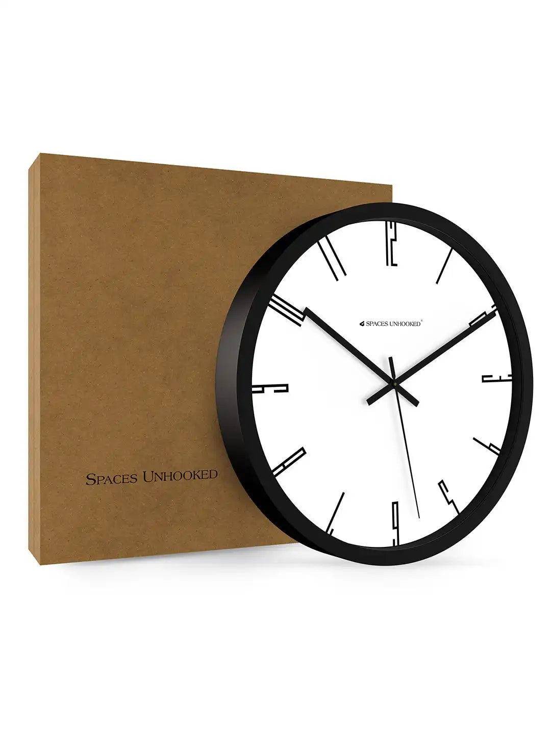 Black Minimalist Line Marker Dial Wall Clock with Box – Premium Packaging | Designer Wall Clocks