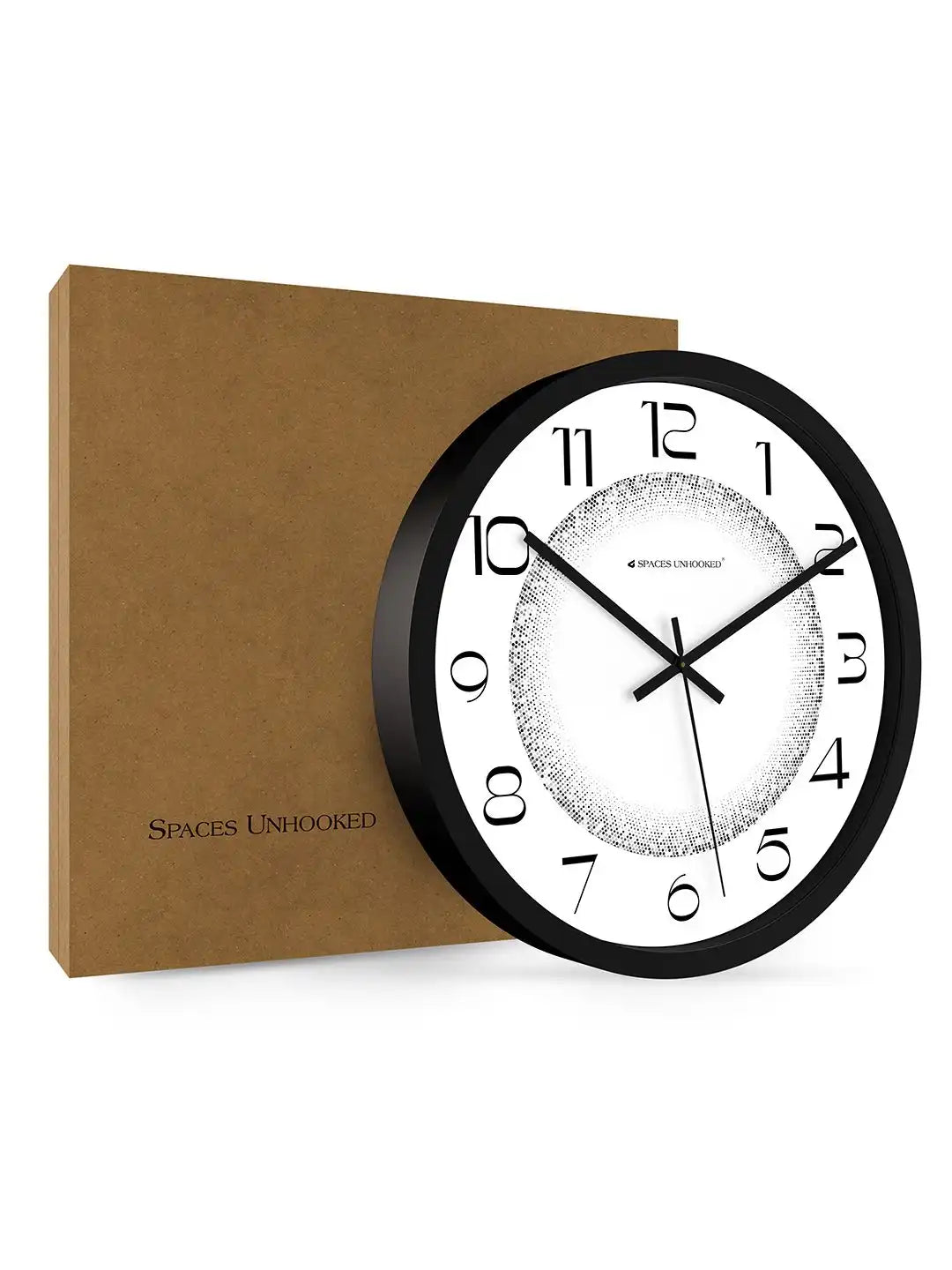 Black Halftone Dial Wall Clock with Box – Premium Packaging | Designer Wall Clocks
