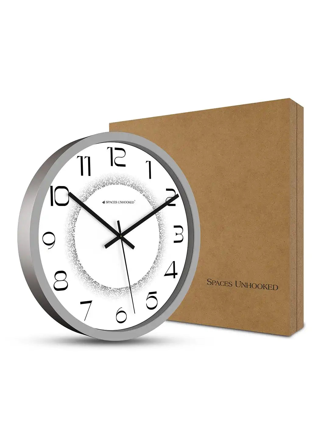 Grey Halftone Dial Wall Clock with Box – Premium Packaging | Designer Wall Clocks