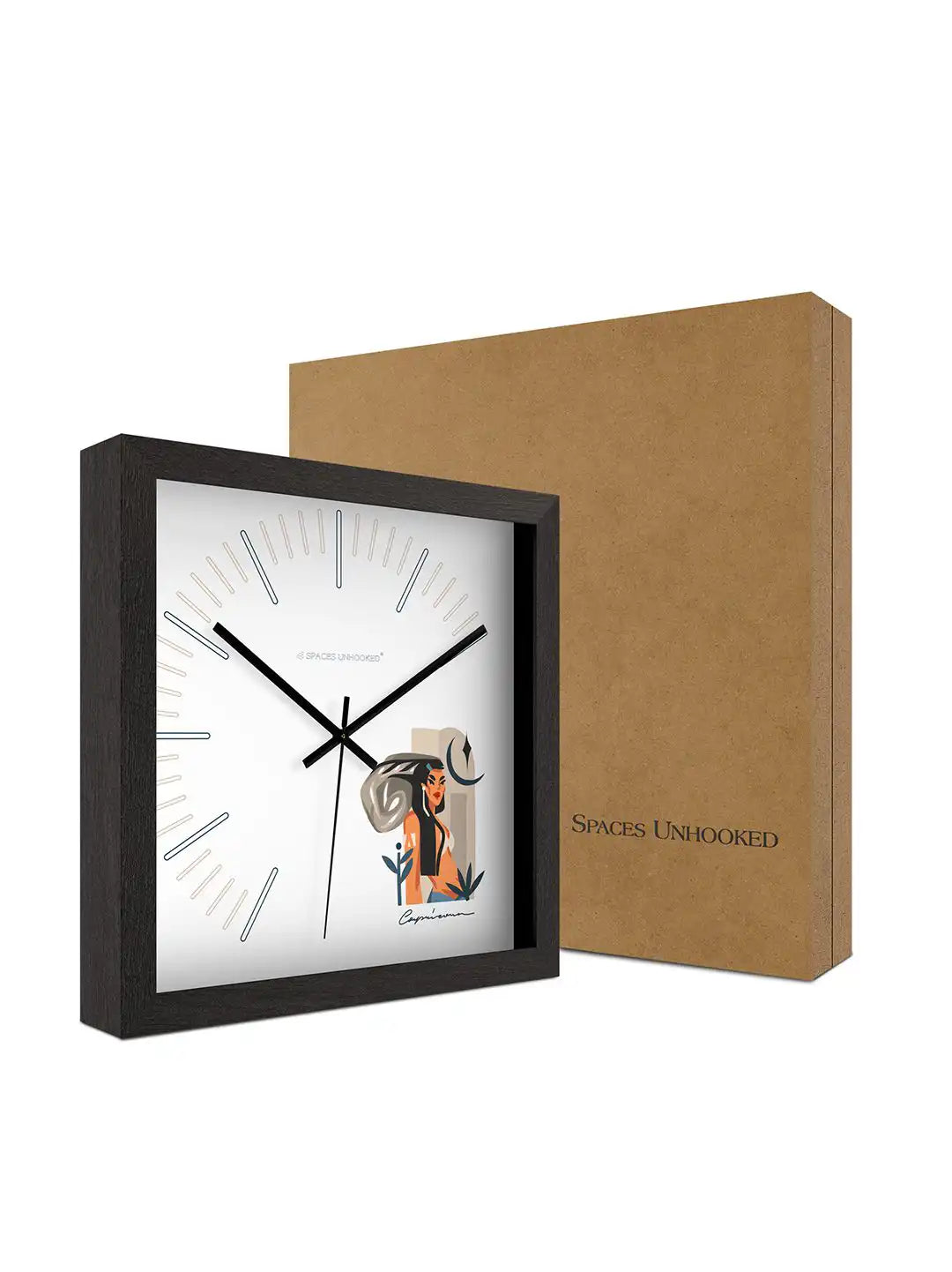 Capricorn zodiac wooden wall clock with premium gift box packaging, stylish zodiac-themed wall clock gift for home décor enthusiasts