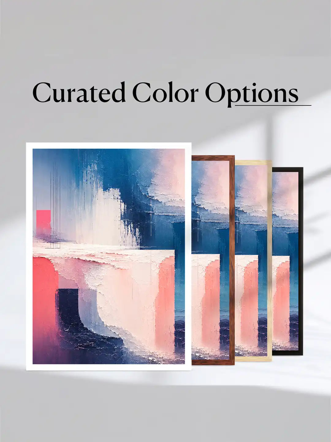 Abstract sea shore wall art set of 3 - painterly abstraction artwork - coastal contemporary decor - black wooden frames - Spaces Unhooked