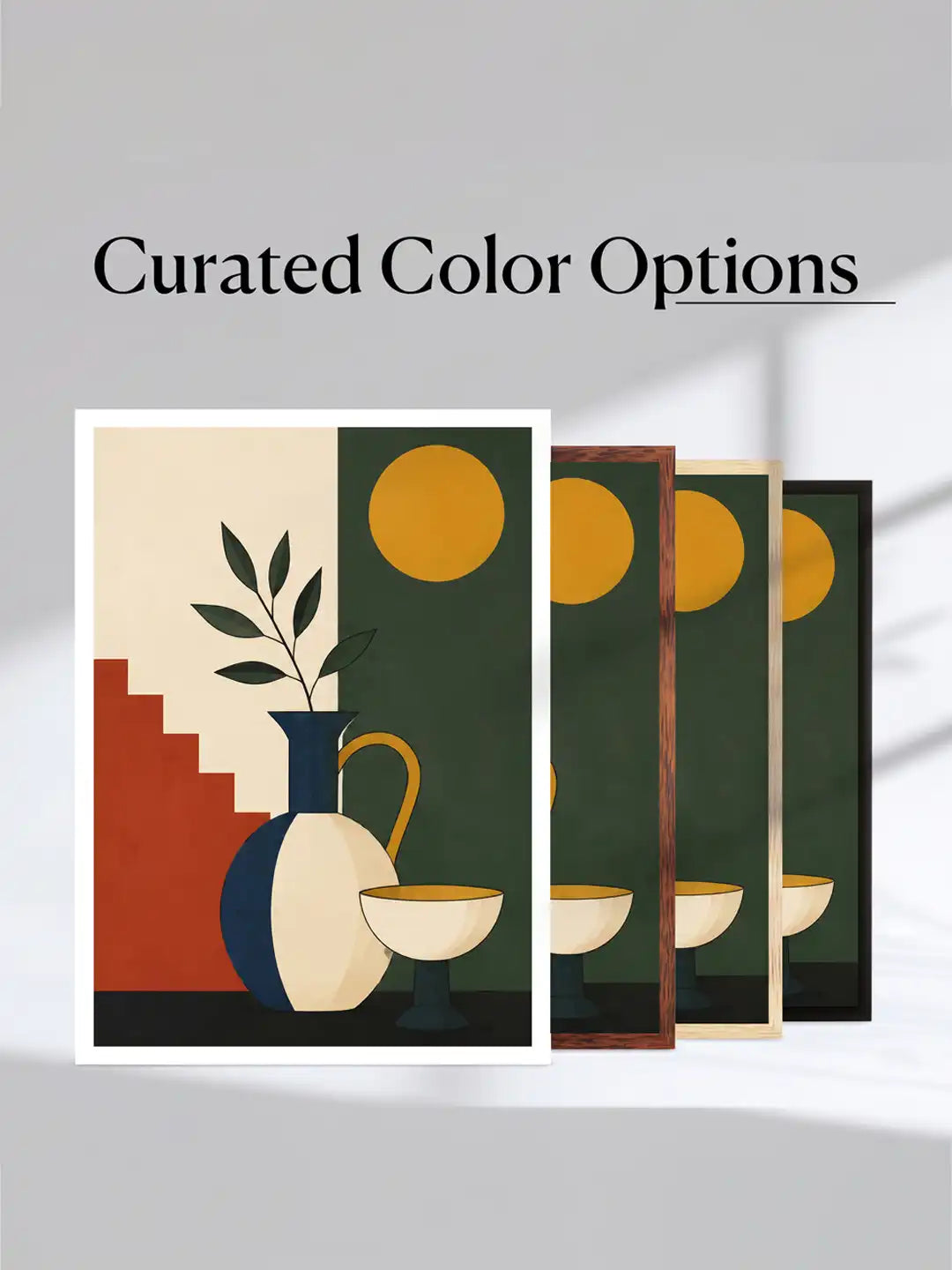 Geometric Illustration - Mid-Century Modern Still Life Retro - Black Wooden Wall Frames - Spaces Unhooked