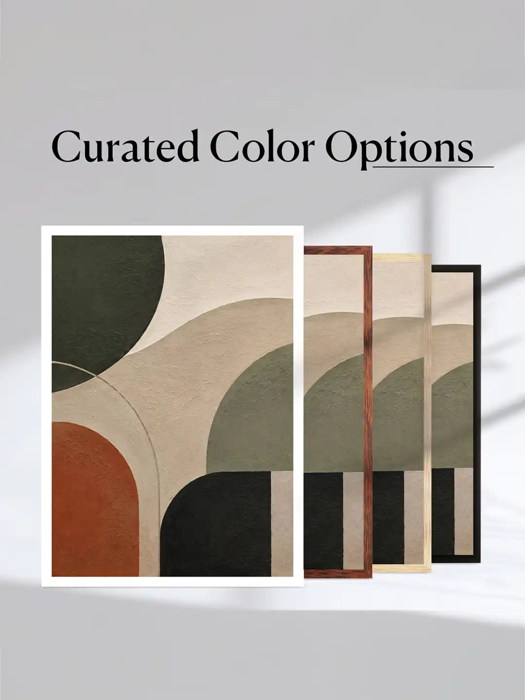 Abstract Illustration - Organic Modernism Abstract Forms Earthy - Black Wooden Wall Frames - Spaces Unhooked