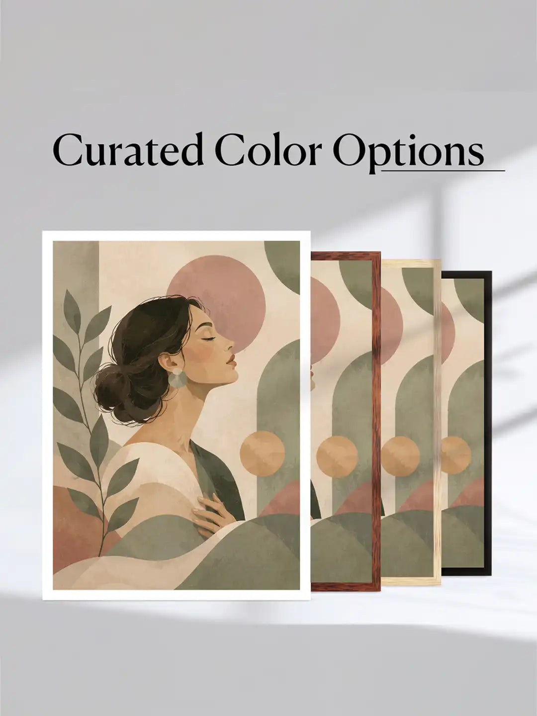 
Stylized Illustration - Boho Minimalism Human Bonds - Black Wooden Wall Frames - Spaces Unhooked