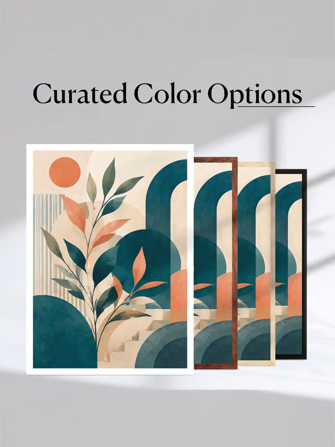 Stylized Illustration - Boho Botanical Still Life Geometric - Black Wooden Wall Frames - Spaces Unhooked