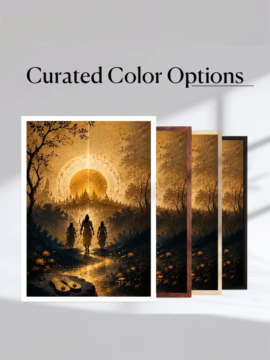 Cinematic Illustration - Ramayana Epic Narrative - Black Wooden Wall Frames - Epic Mythological Luxury - Spaces Unhooked