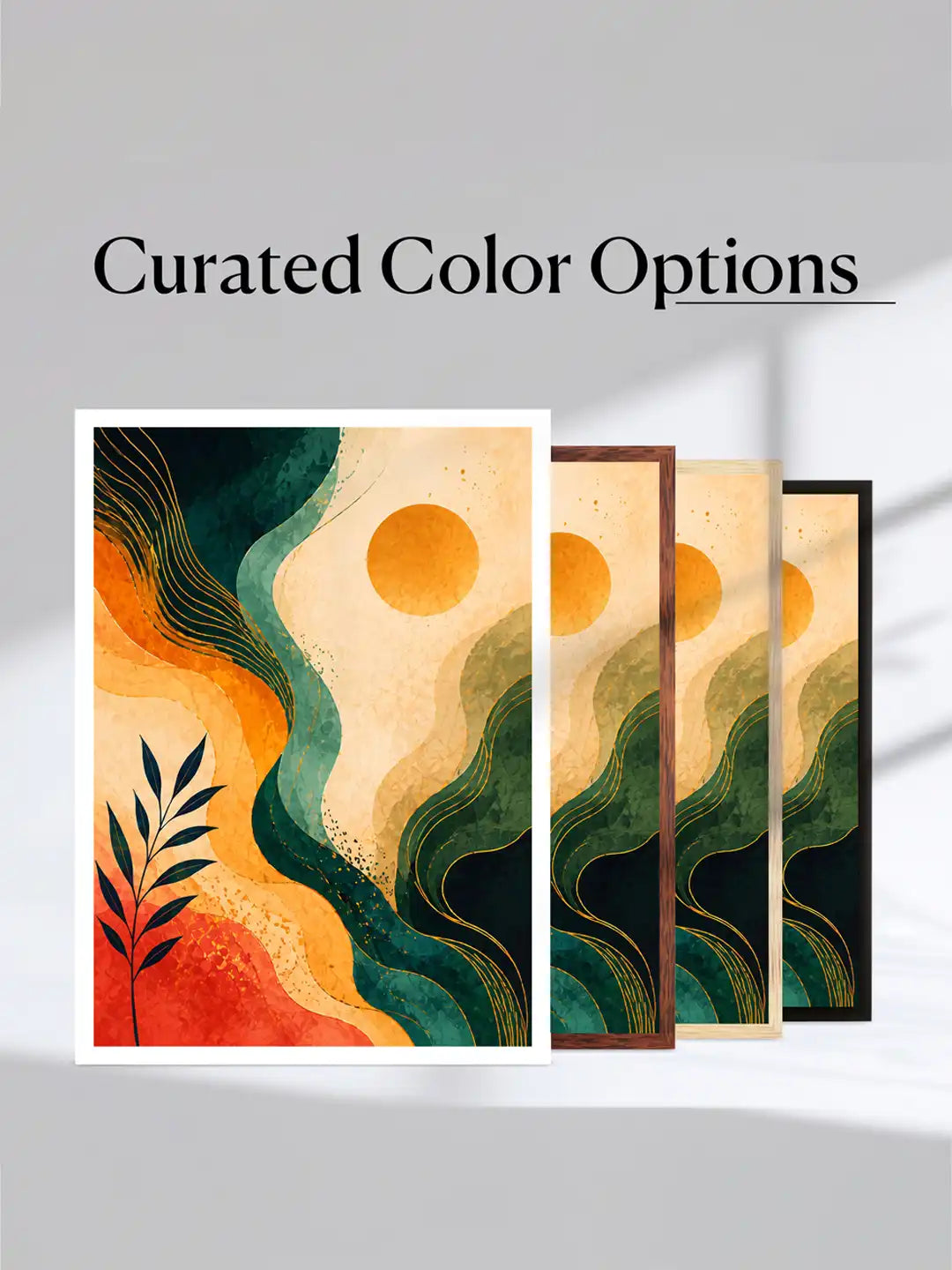 Organic Abstract Boho - Flowing Botanical Rhythms - Black Wooden Wall Frames - Modern Eclectic Decor - Spaces Unhooked