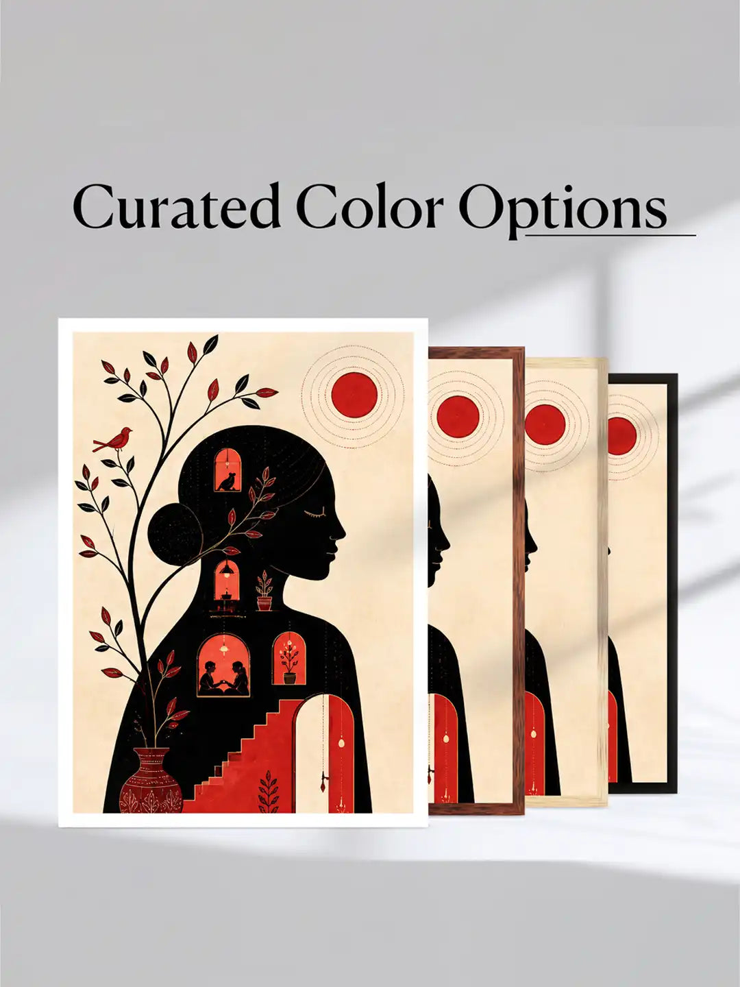 
Narrative Illustration - Life at Home - Black Wooden Wall Frames - Modern Bohemian - Spaces Unhooked